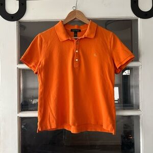 Vintage Lauren Ralph Lauren Women’s Orange Short-Sleeve Polo Shirt